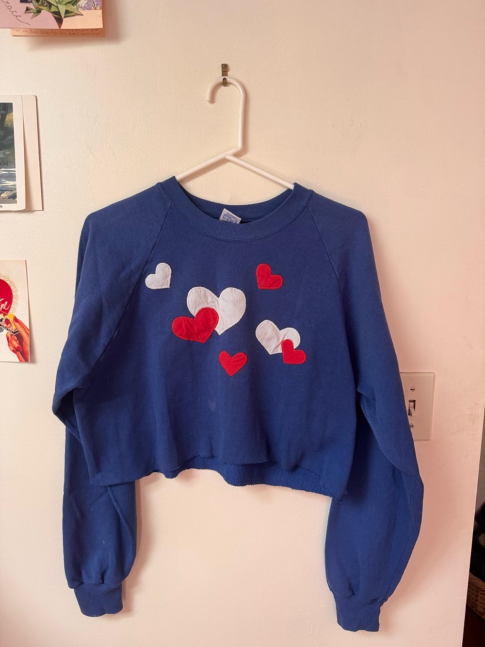 Vintage Cropped Hearts Sweatshirt